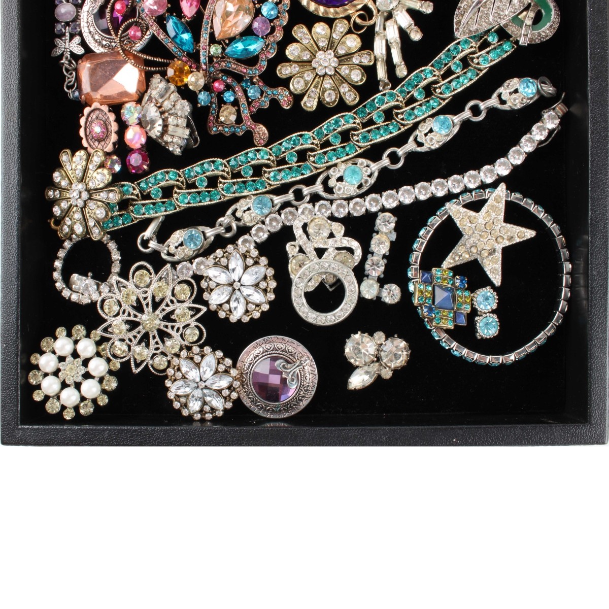 Tray Lot of Costume Jewelry & Parts
