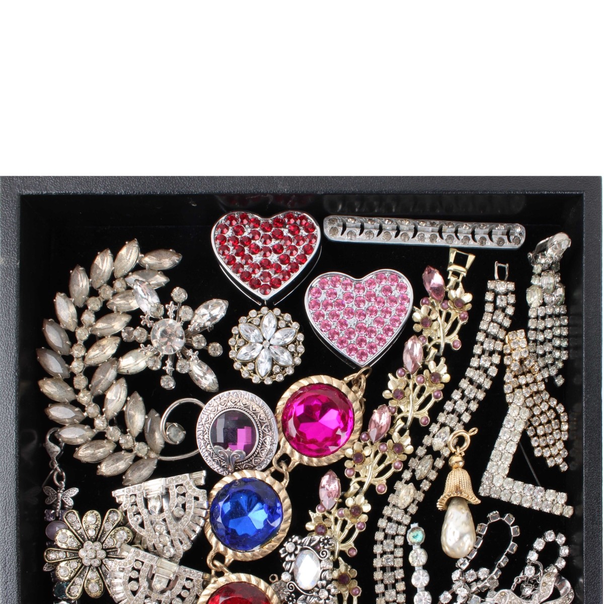 Tray Lot of Costume Jewelry & Parts