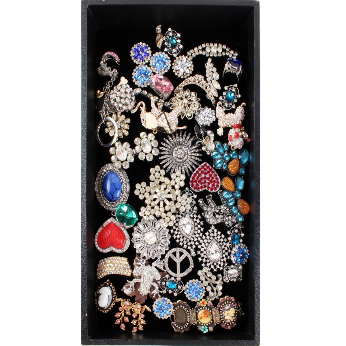 Tray Lot of Costume Jewelry & Parts