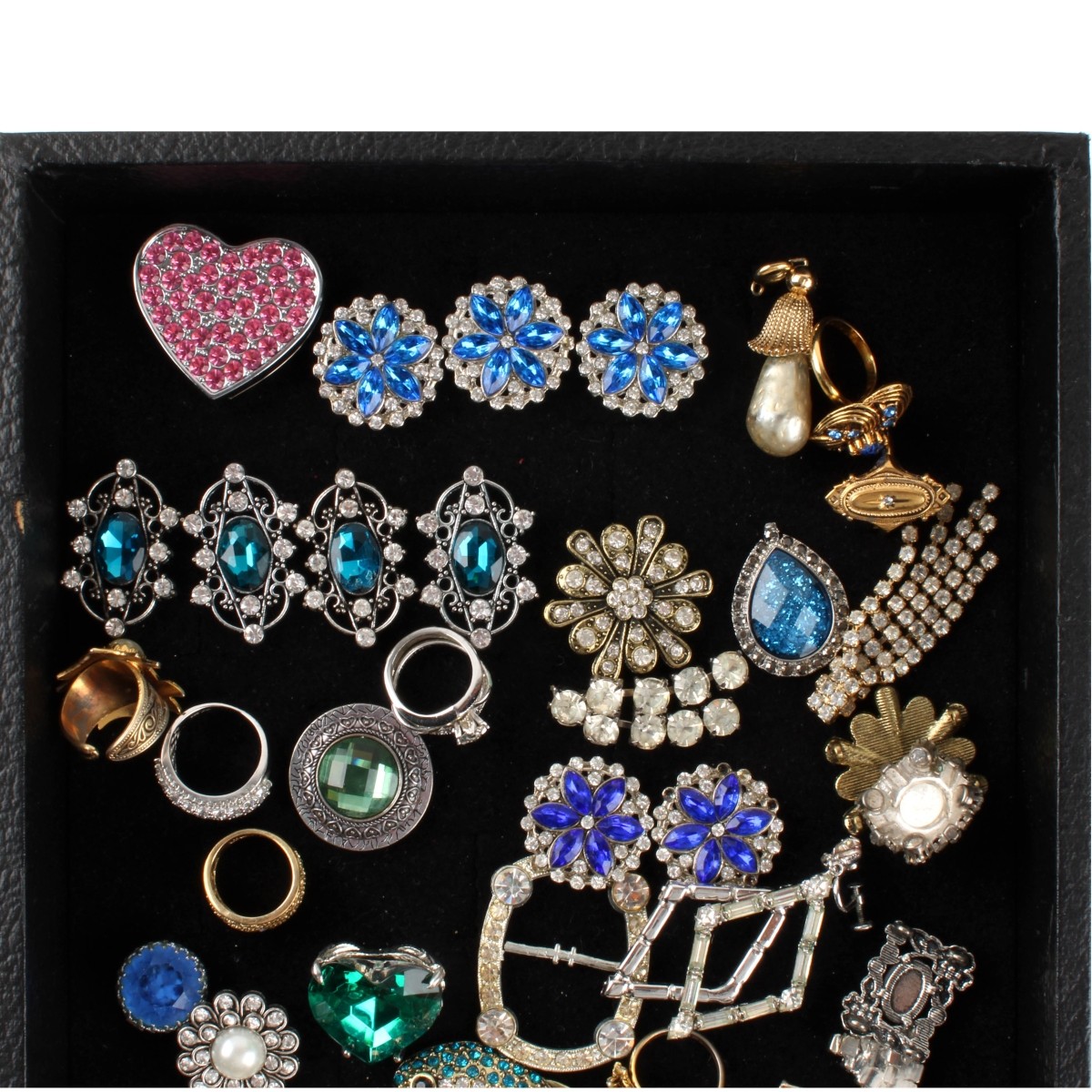 Tray Lot of Costume Jewelry & Parts