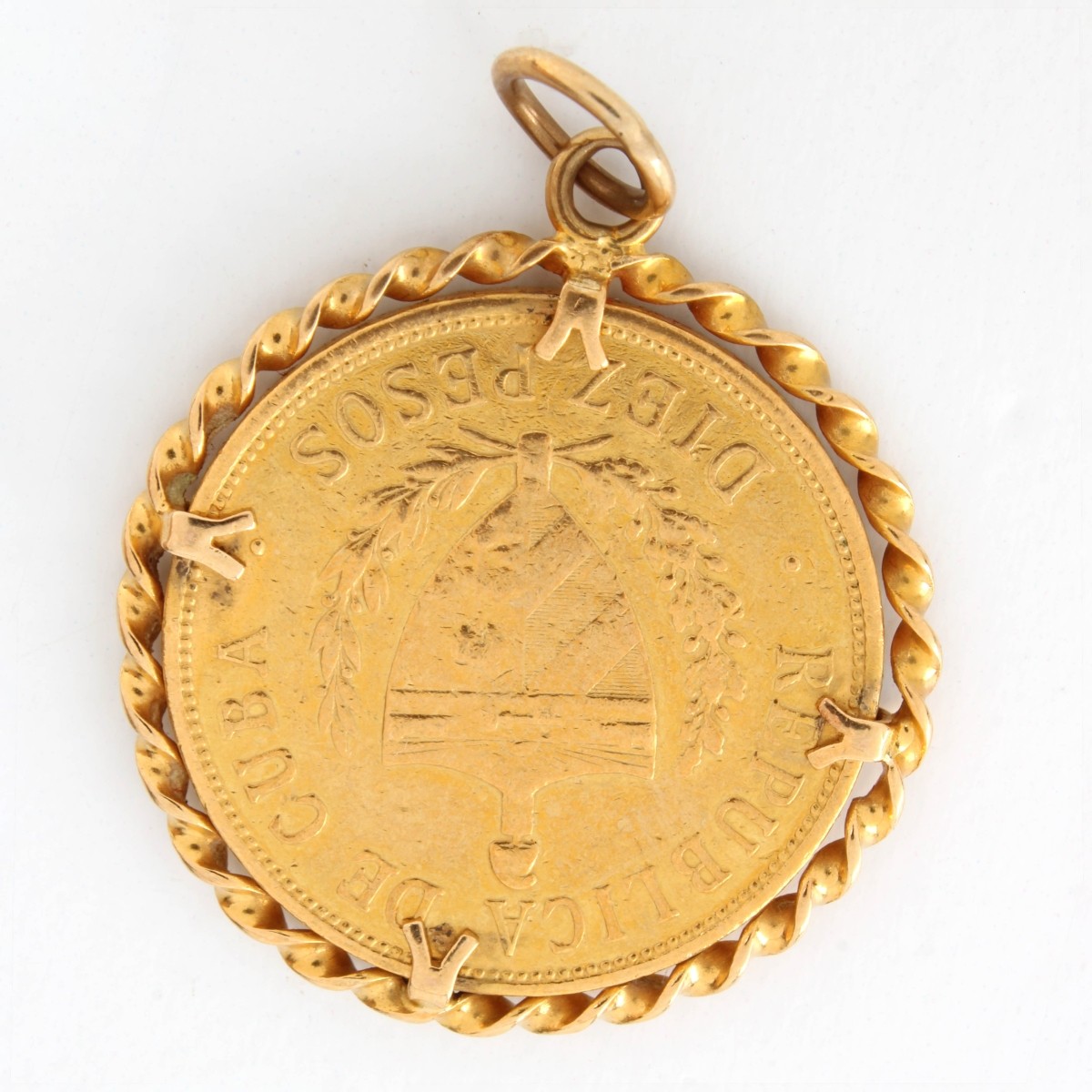 Diez Pesos Gold Coin and 14K Pendant