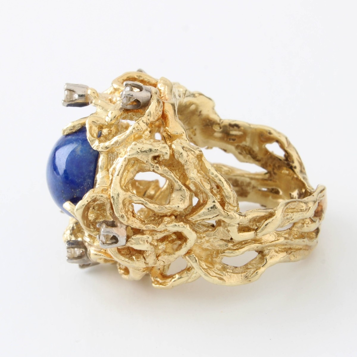 14K, Diamond and Lapis Ring