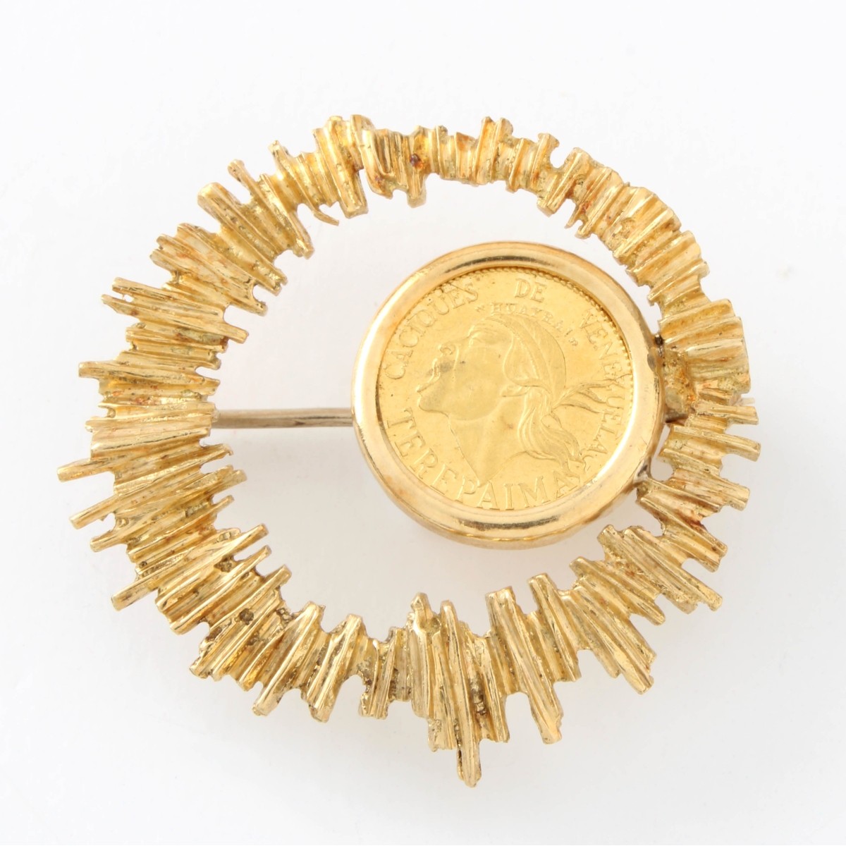 Gold Coin and 18K Pin