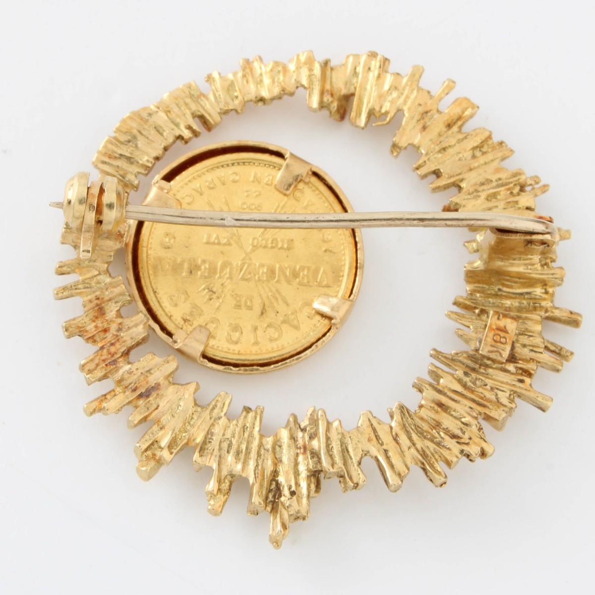 Gold Coin and 18K Pin