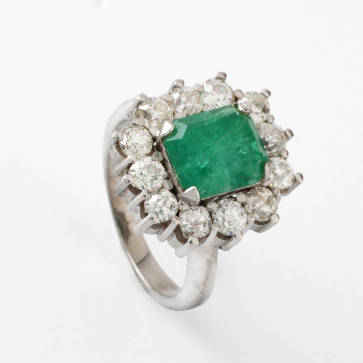 Emerald, Diamond and 18K Ring