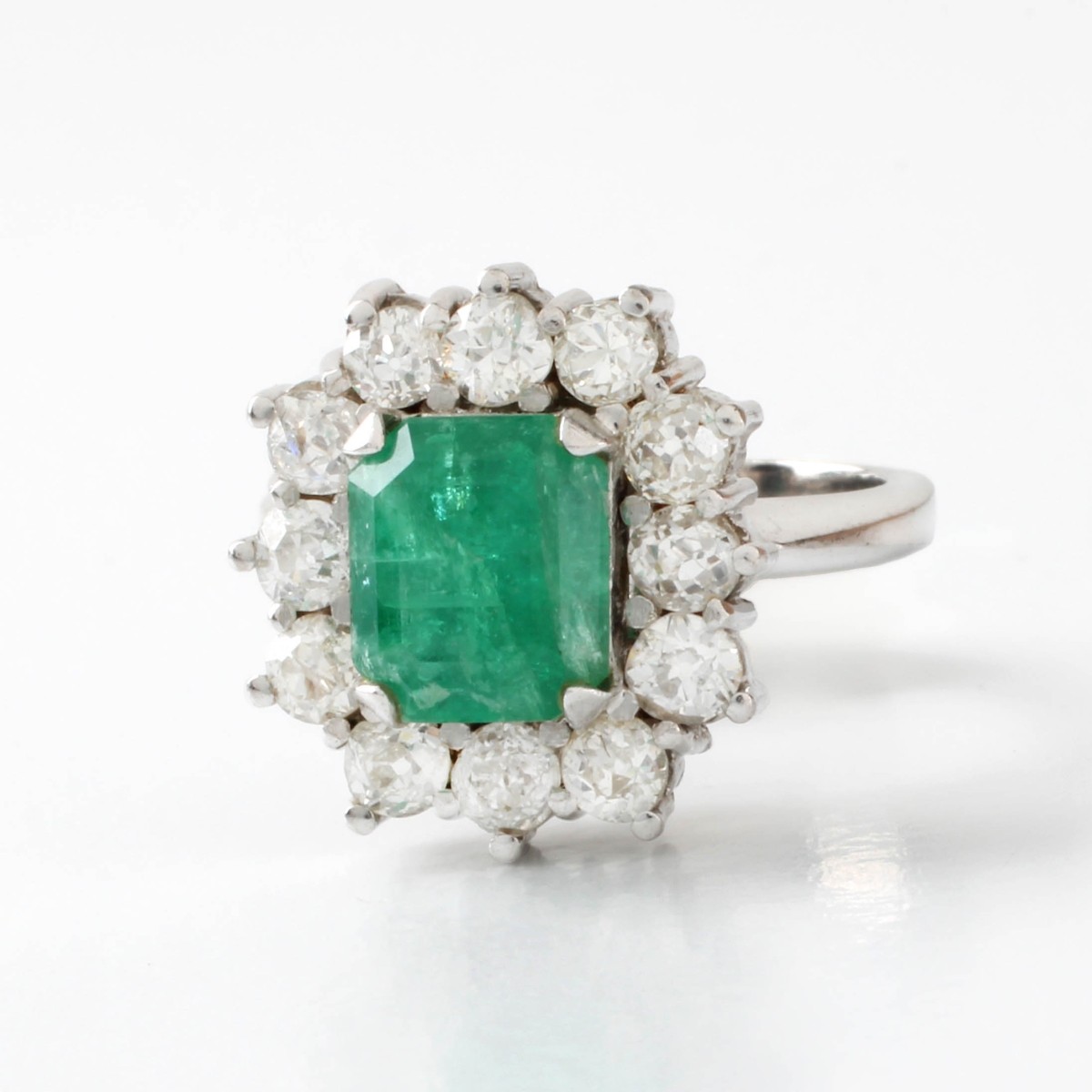 Emerald, Diamond and 18K Ring