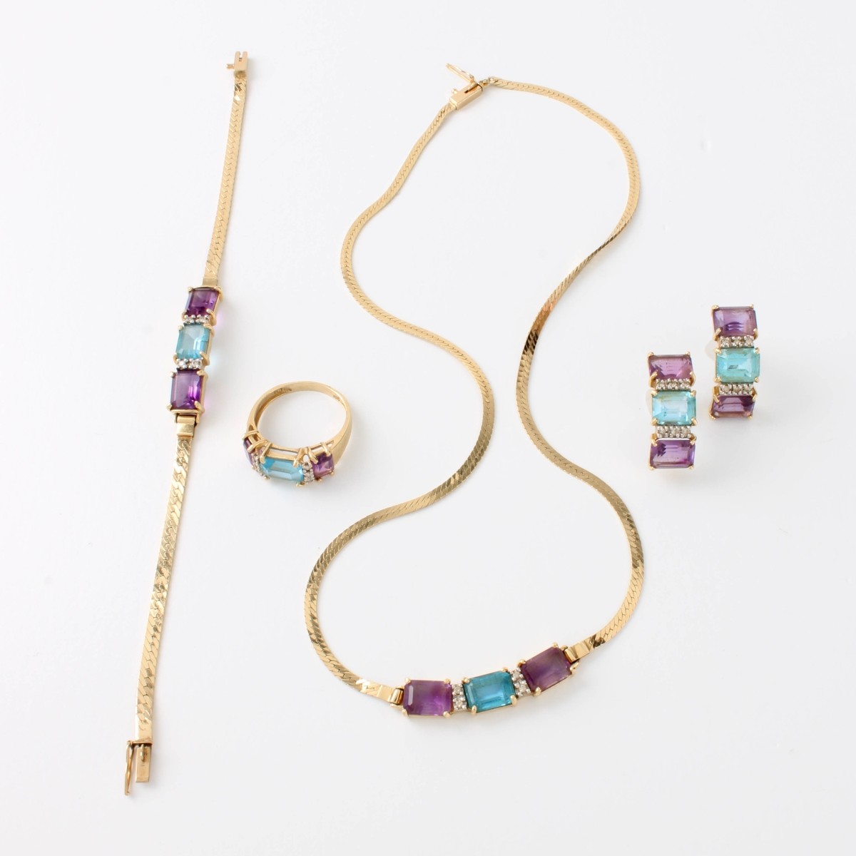 Gemstone and 14K Jewelry Set