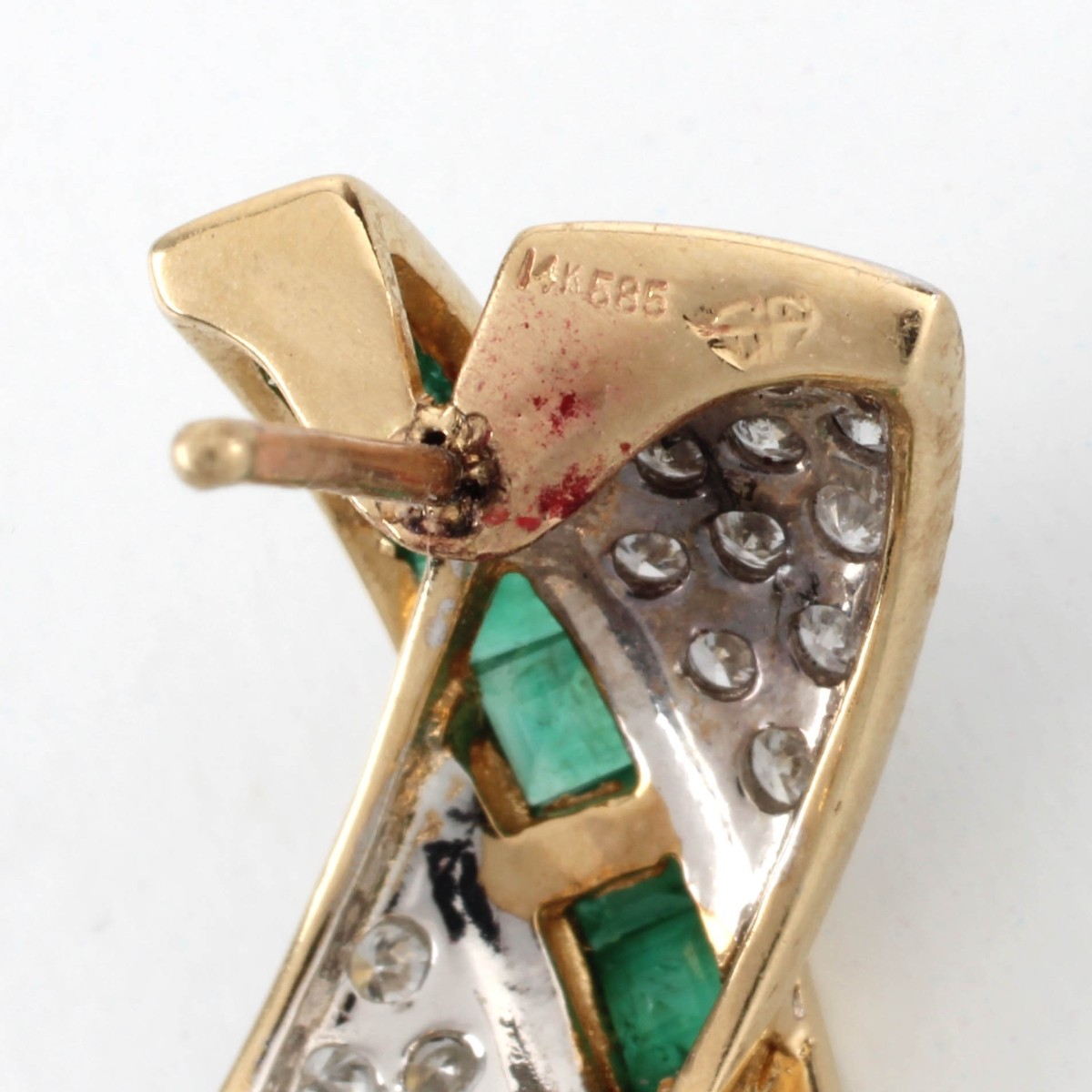 Diamond, Emerald and 14K Earrings