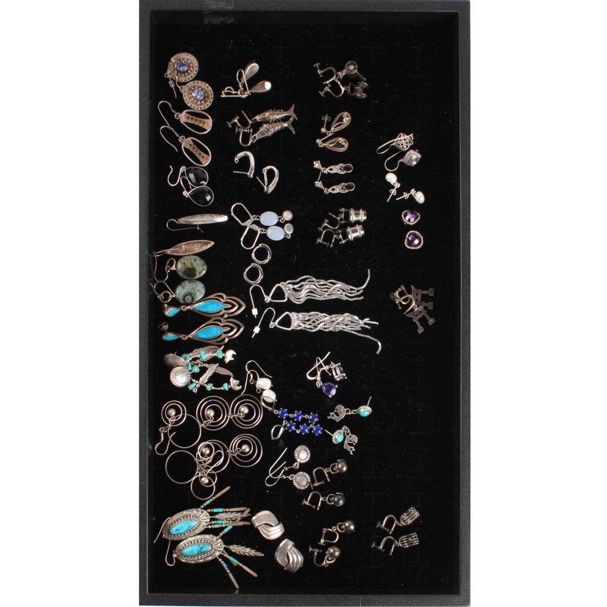 Tray Lot of Sterling Earrings