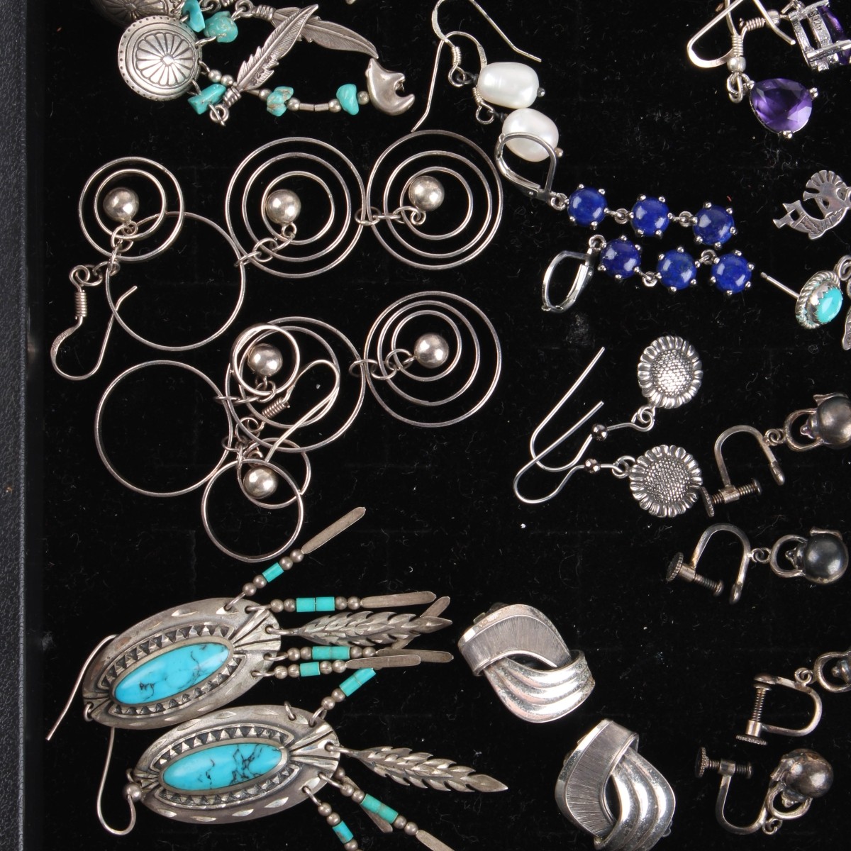Tray Lot of Sterling Earrings