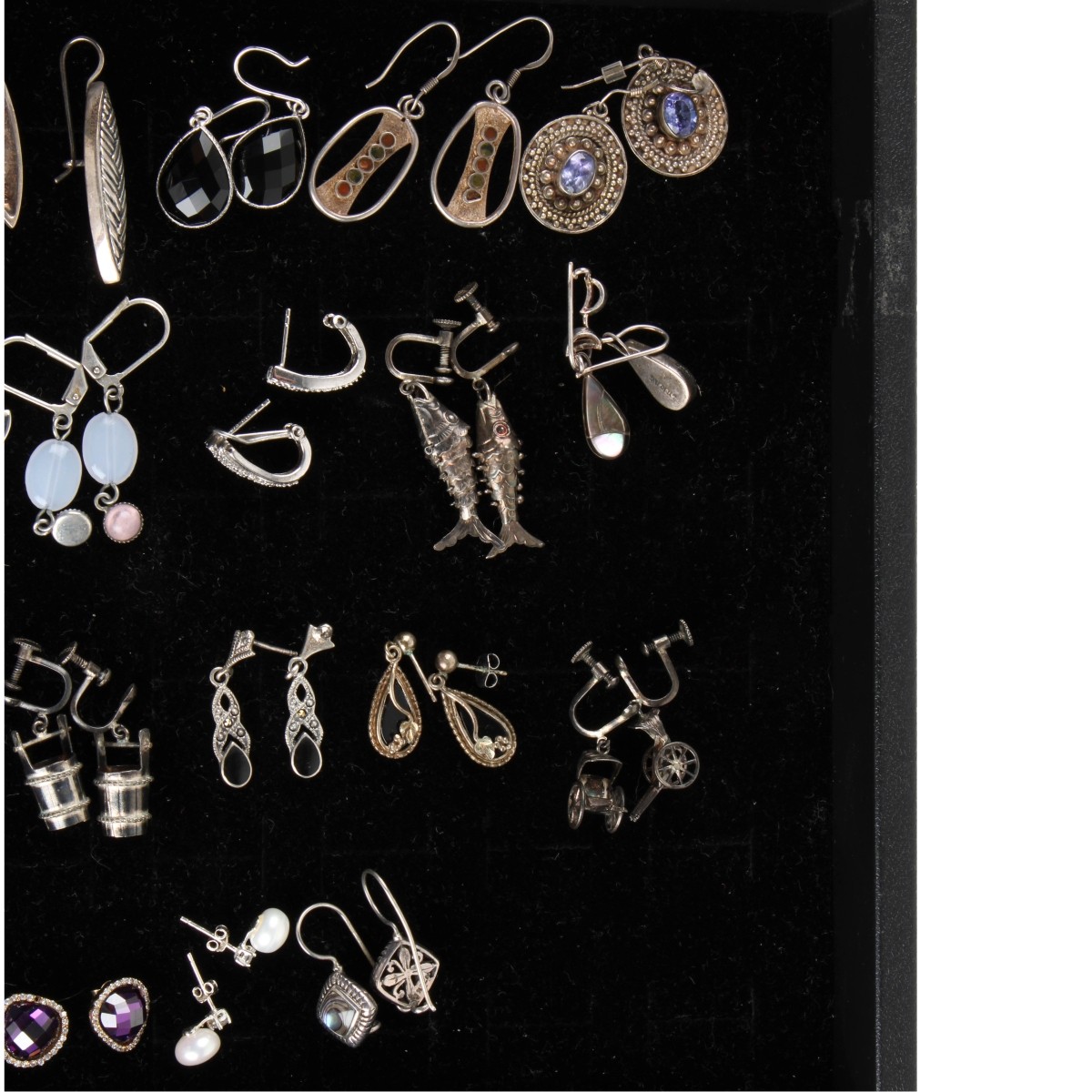 Tray Lot of Sterling Earrings