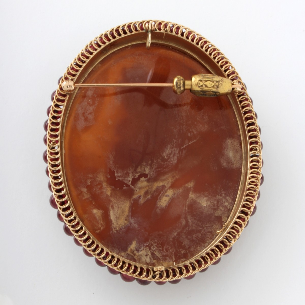 Antique Cameo, Garnet and 14K Brooch