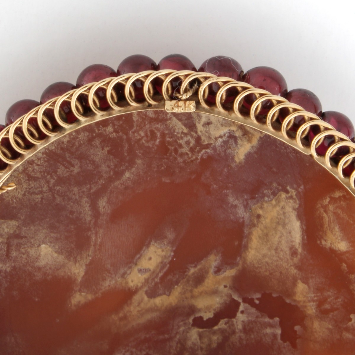 Antique Cameo, Garnet and 14K Brooch