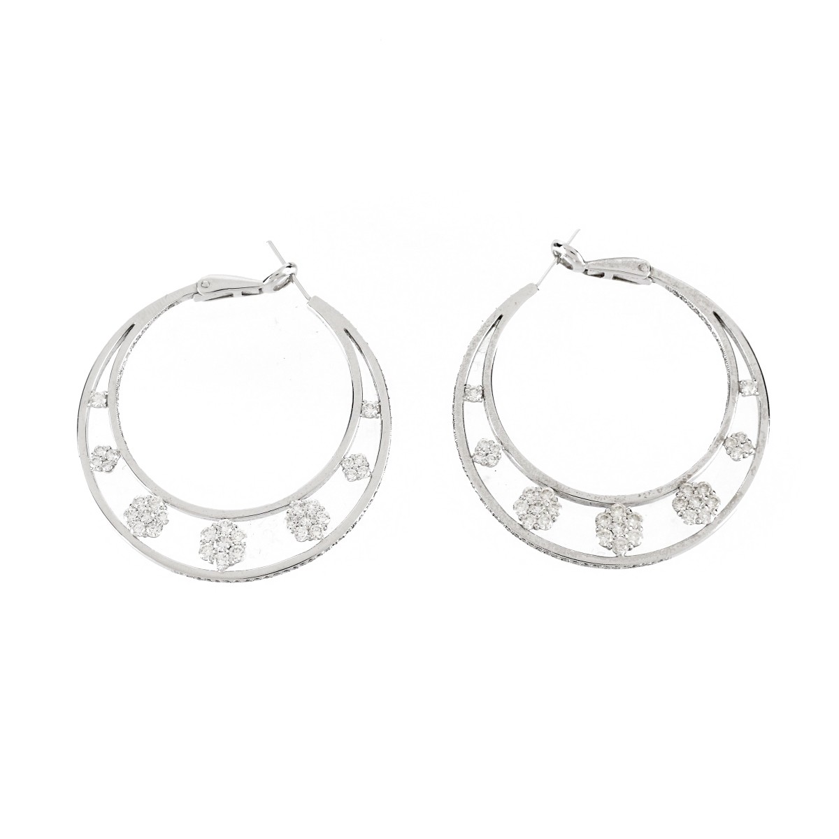 Diamond and 18K Hoop Earrings