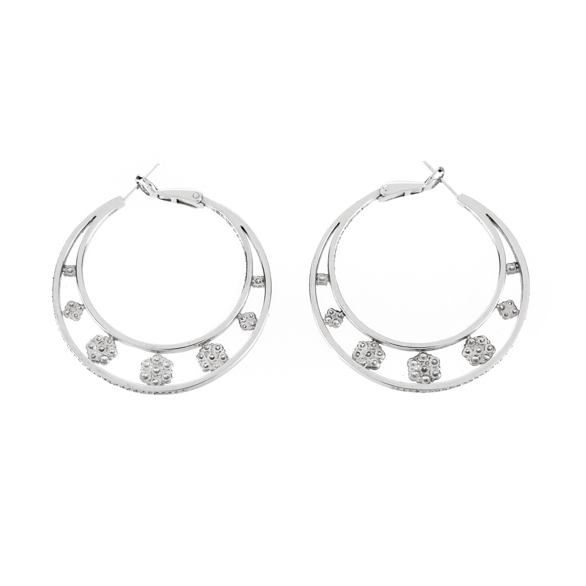 Diamond and 18K Hoop Earrings