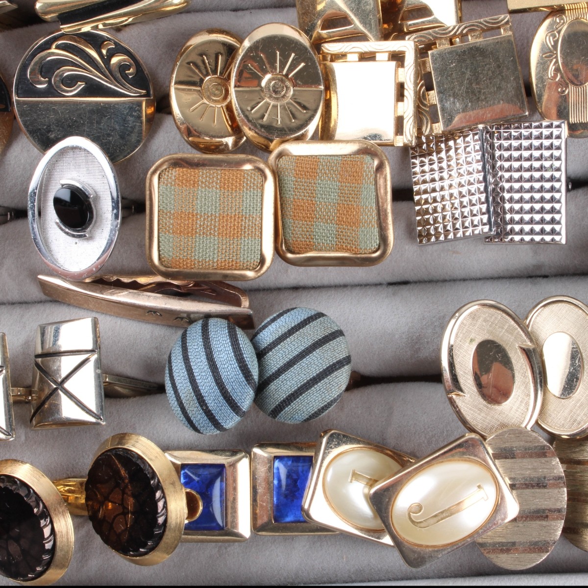 Box Lot of Cufflinks and Tie Bars