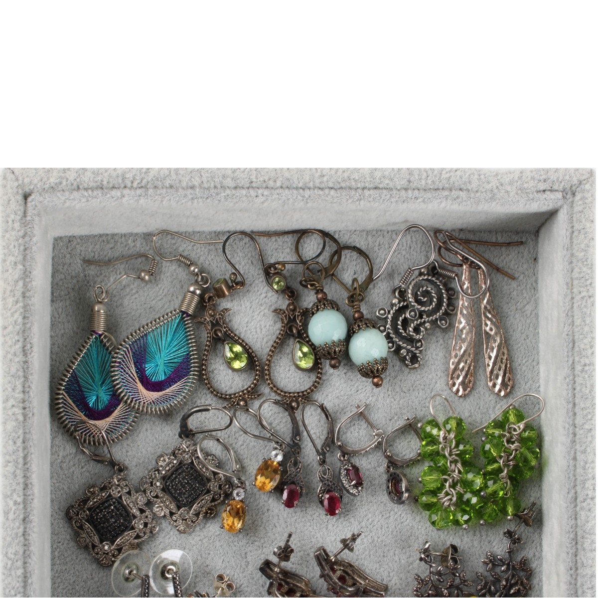 Tray Lot of Earrings