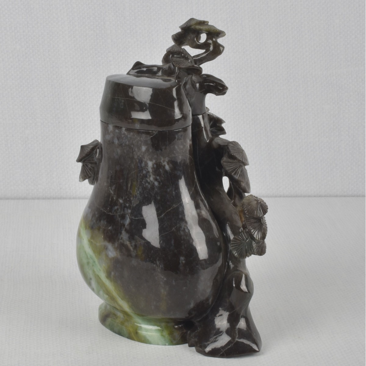 Vintage Chinese Carved Marble Vase with Lid