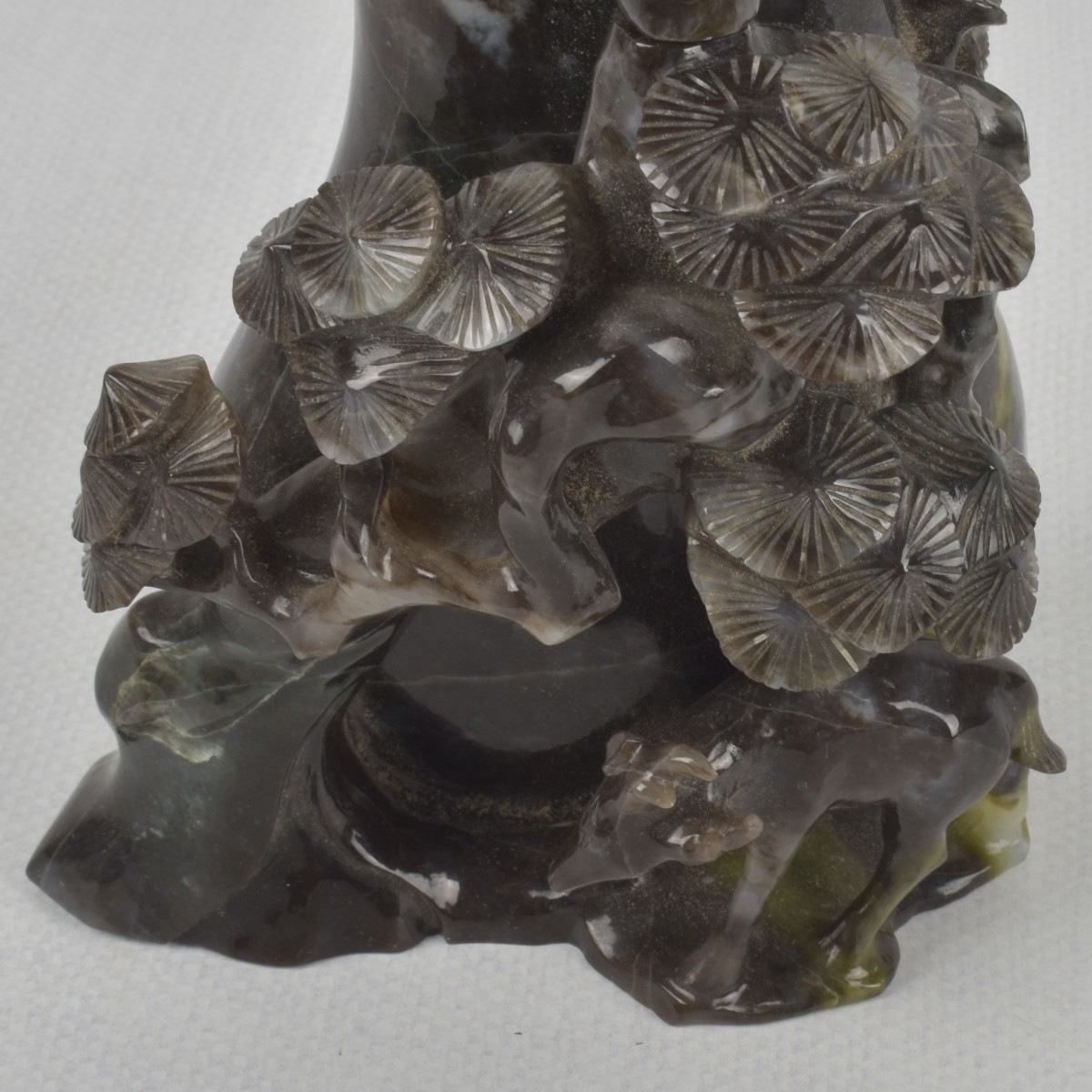 Vintage Chinese Carved Marble Vase with Lid