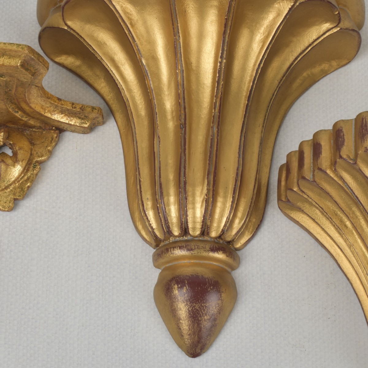 Carved Gilt Wood Wall Brackets