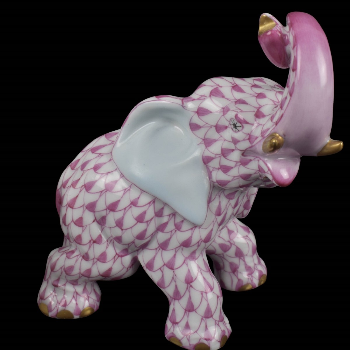 Herend Elephant & Lalique Bottle