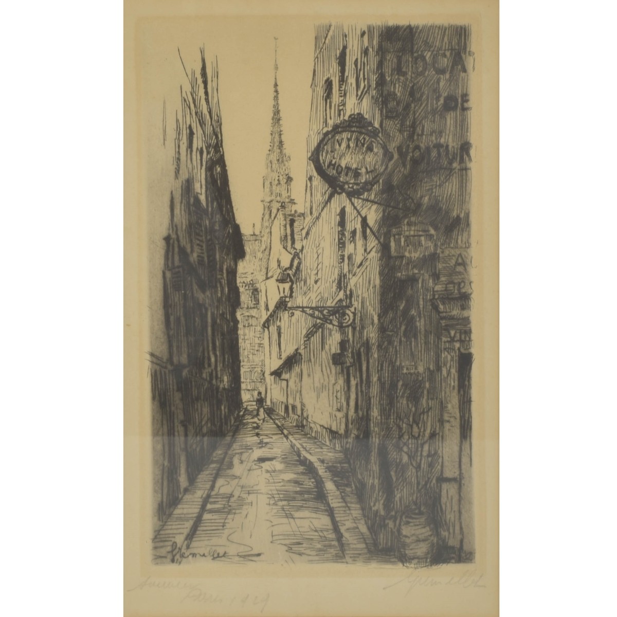 Antique Framed Paris Etchings