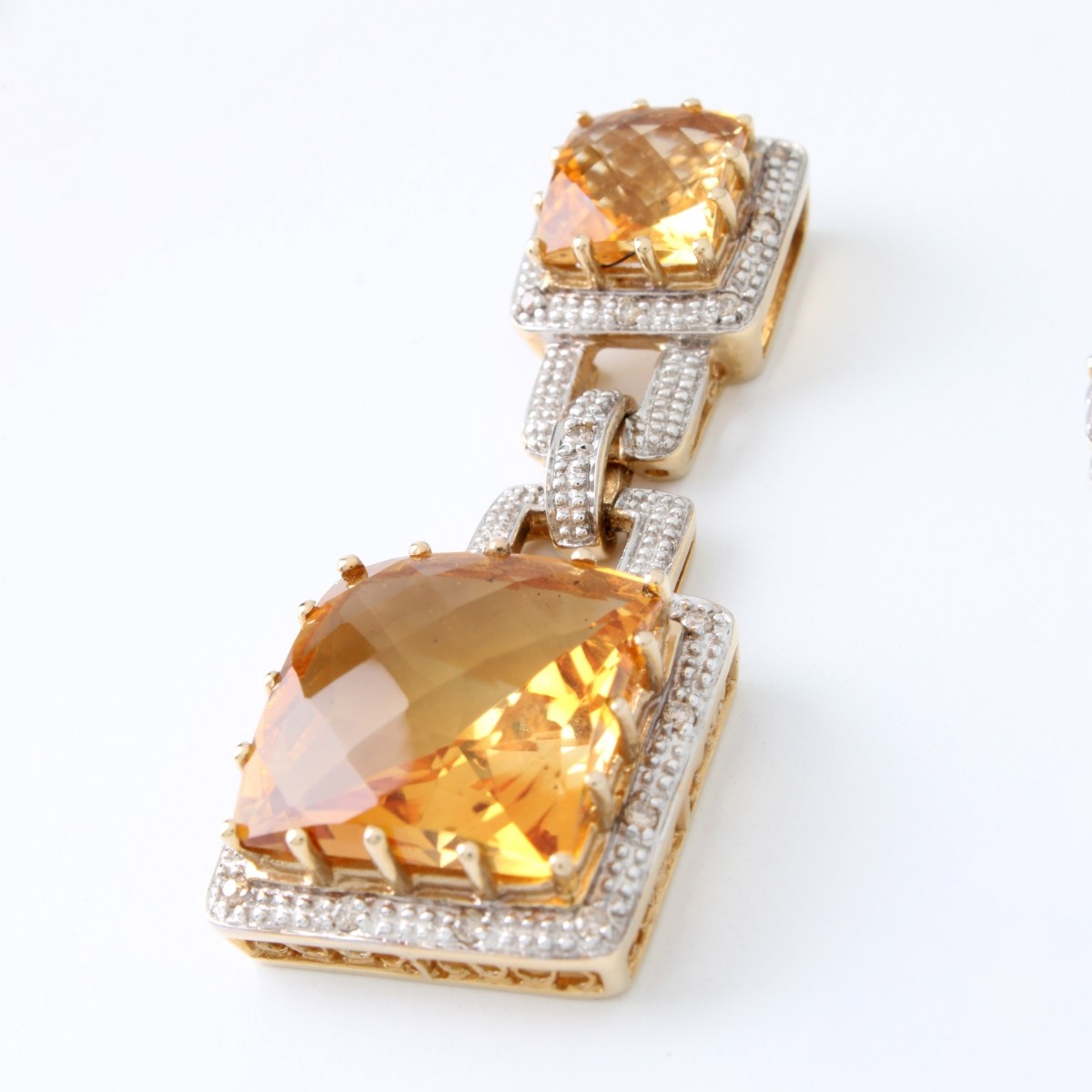 Citrine, Diamond and 14K Pendant