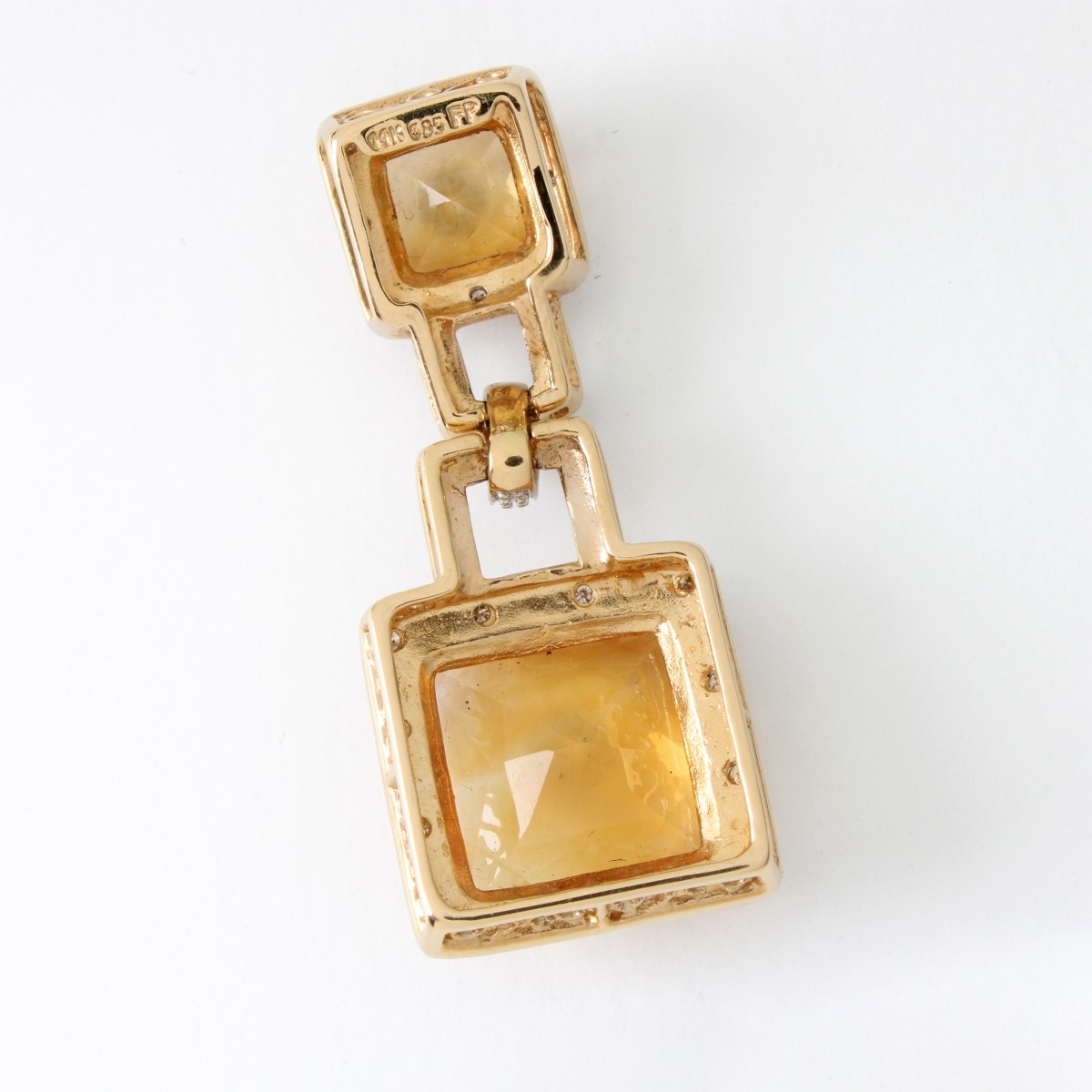 Citrine, Diamond and 14K Pendant