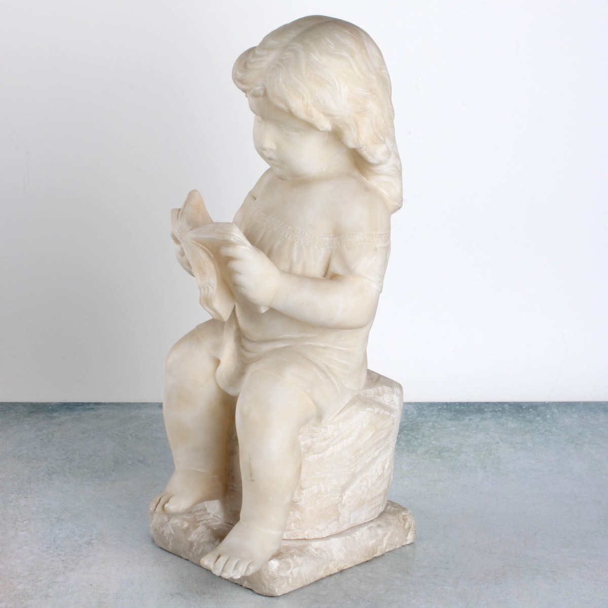 Antique Alabaster Sculpture of a Reader