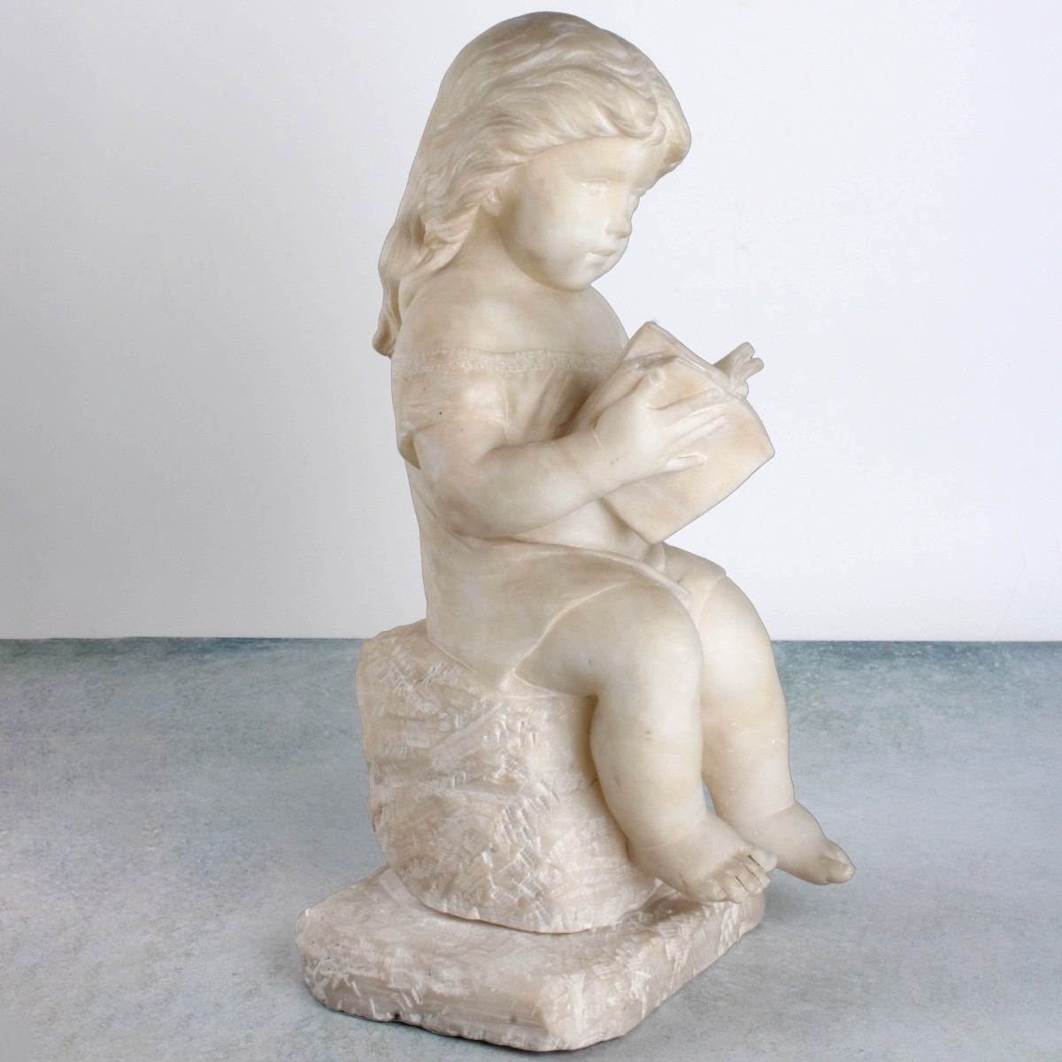 Antique Alabaster Sculpture of a Reader