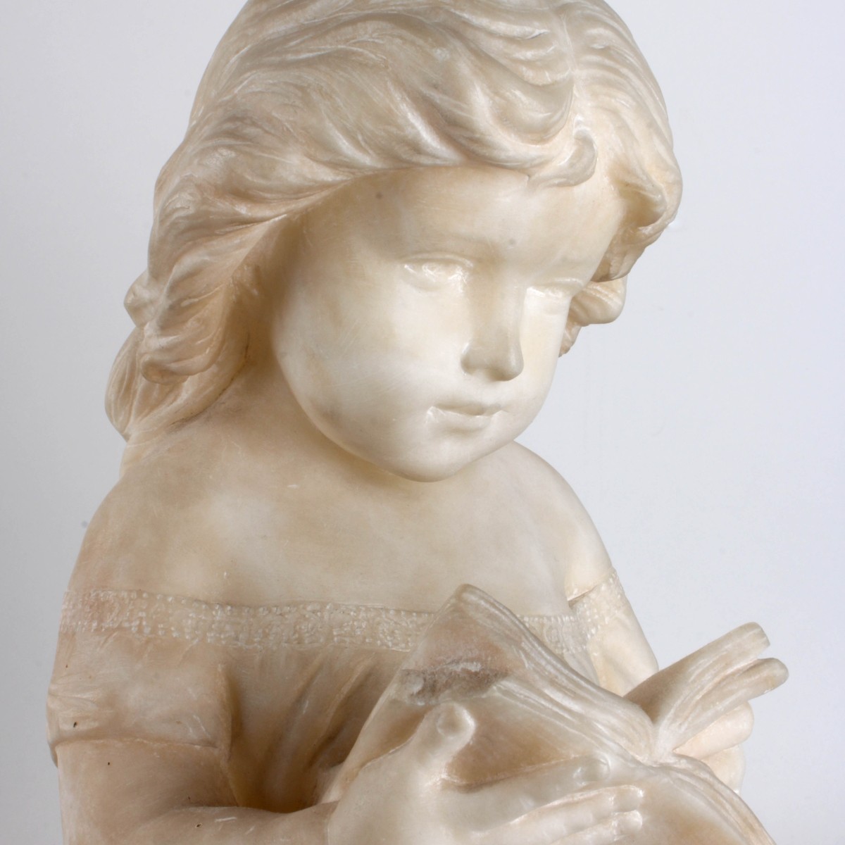Antique Alabaster Sculpture of a Reader