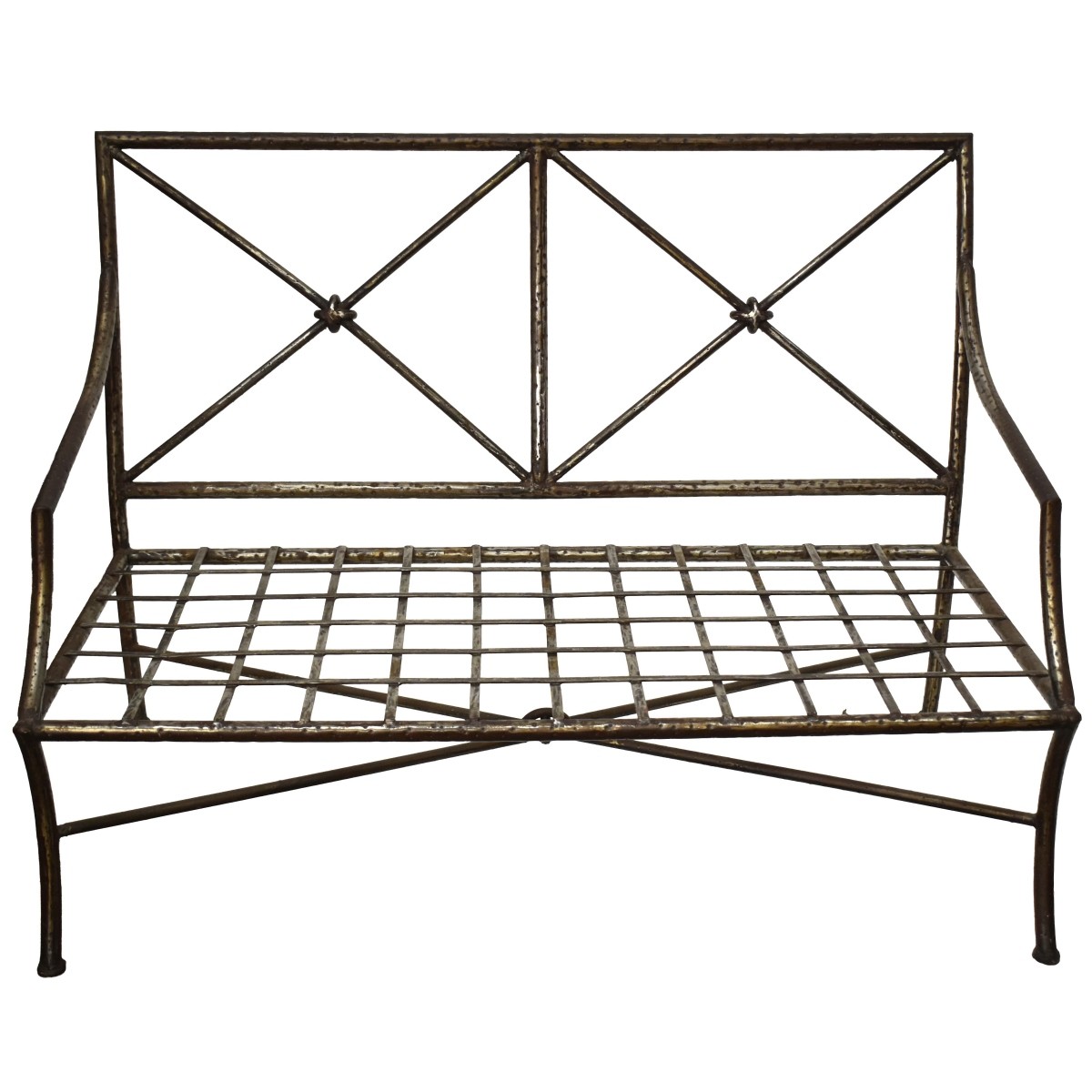 Neoclassical Wrought Iron Settee