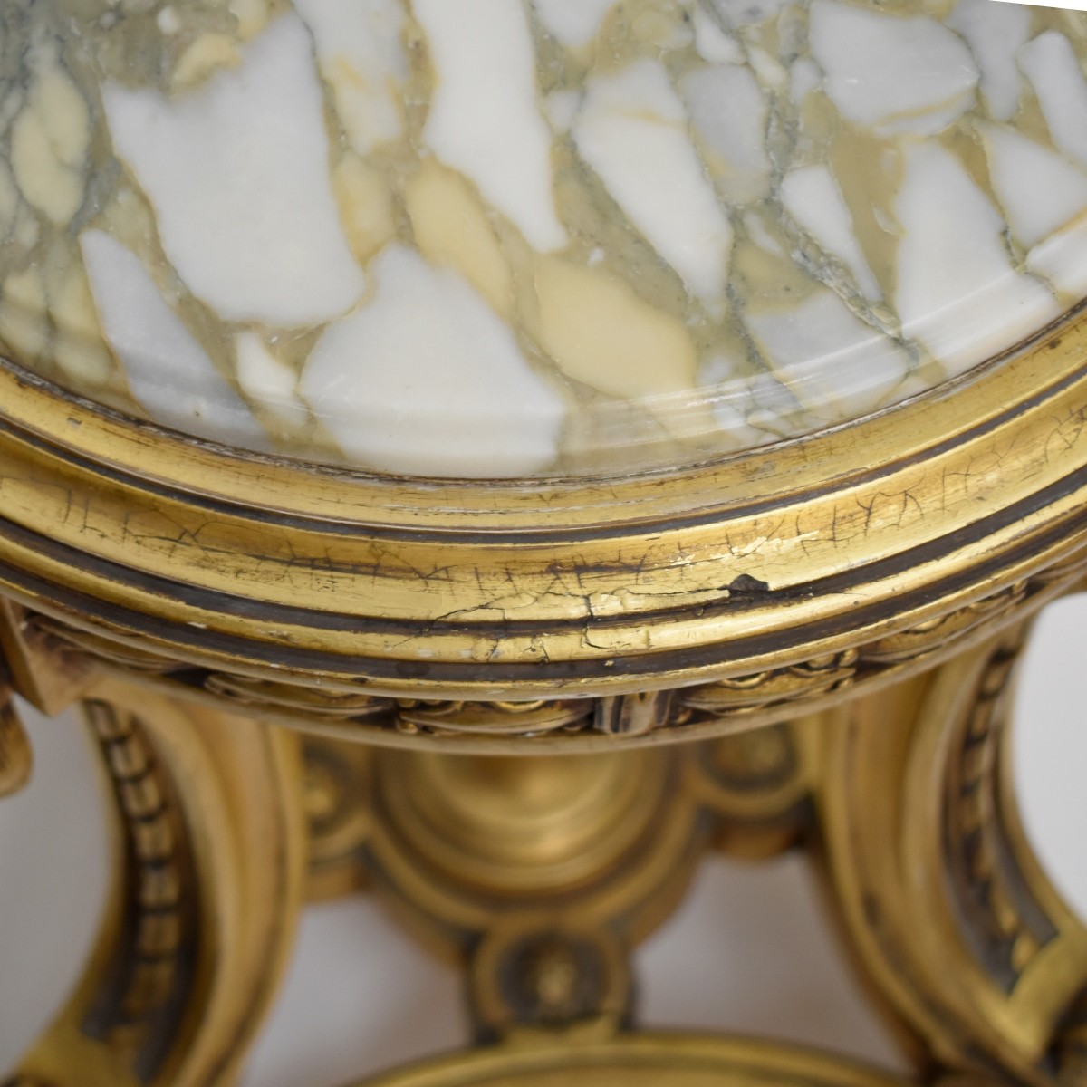 Vintage Gilt Wood and Marble Table