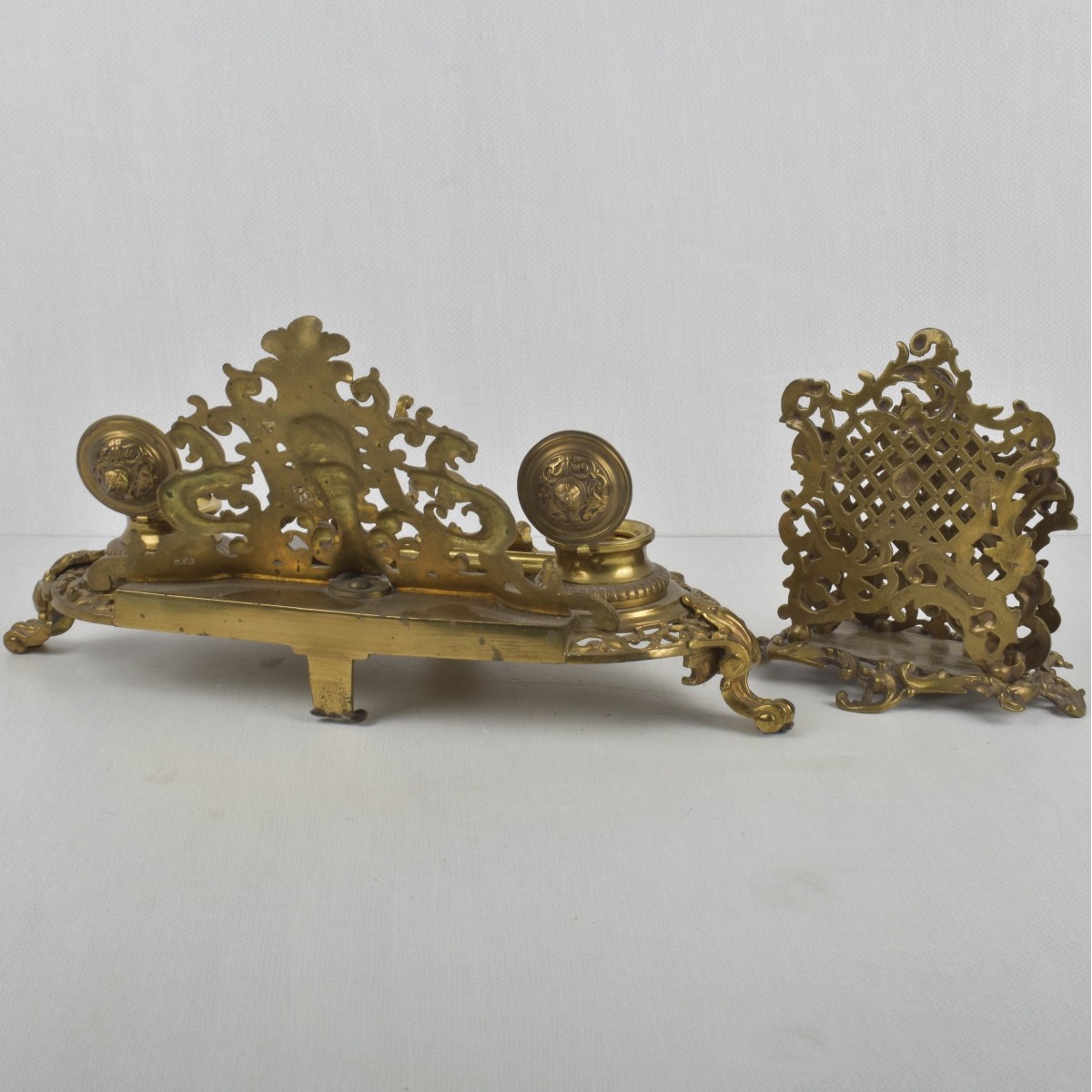 Vintage Gilt Brass Desk Accessories