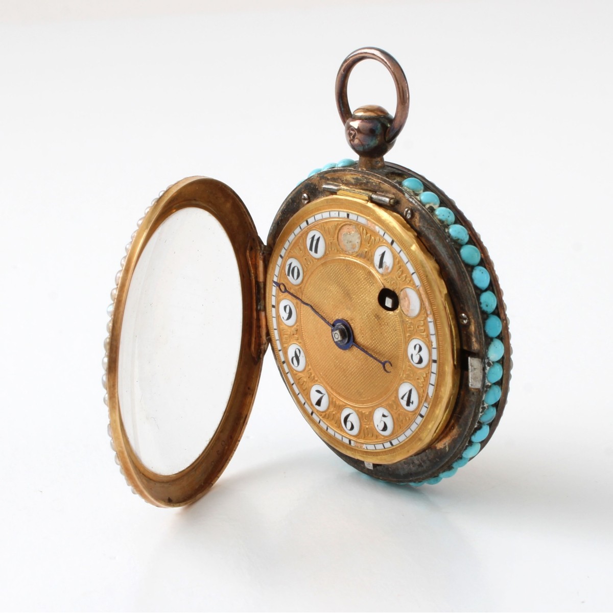 18K Pearl and Turquoise Pocket Watch