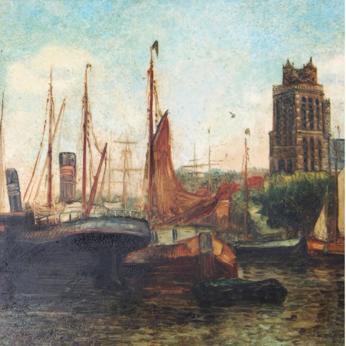 Vintage Oil on Porcelain Plaque