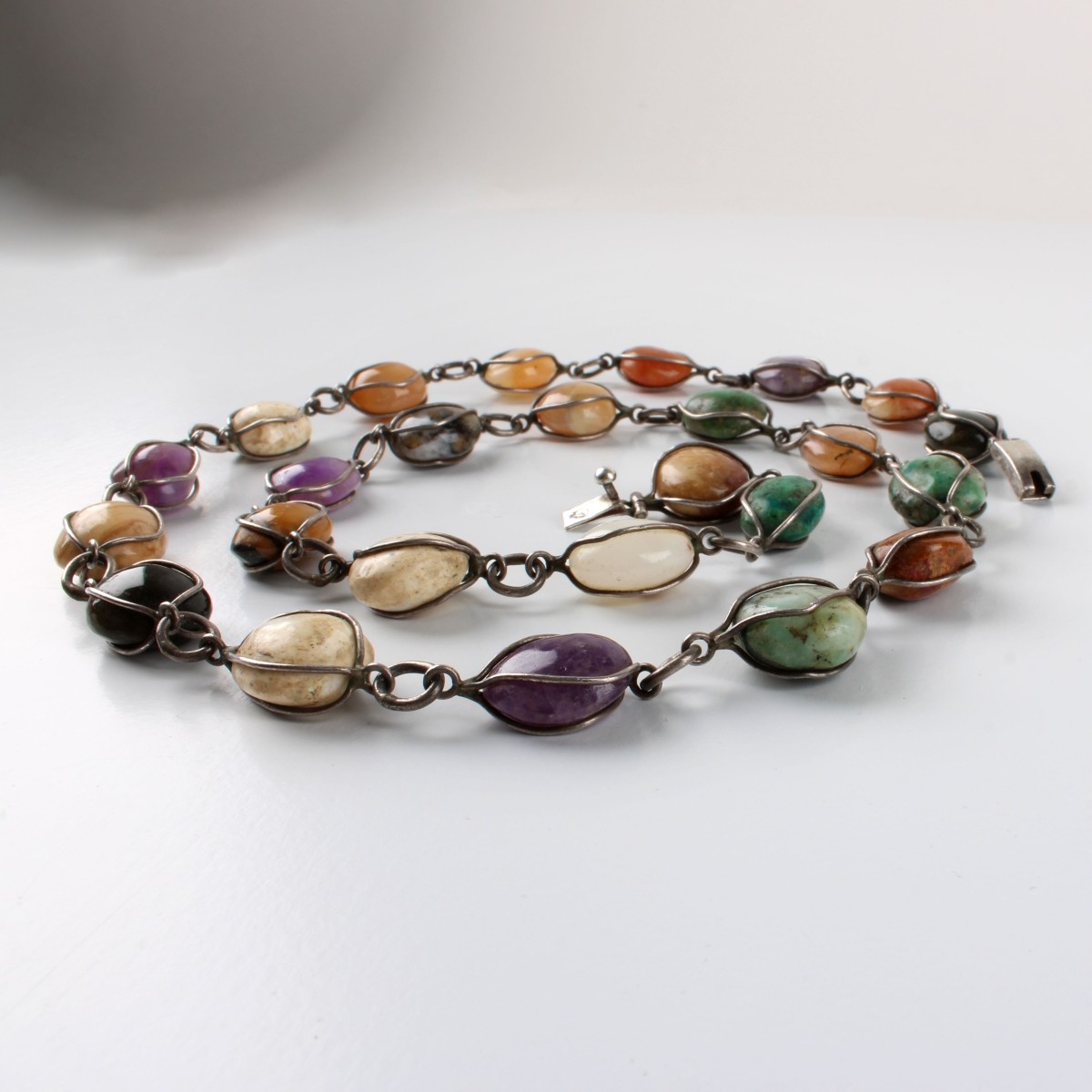 Mexican Sterling and Hardstone Necklace