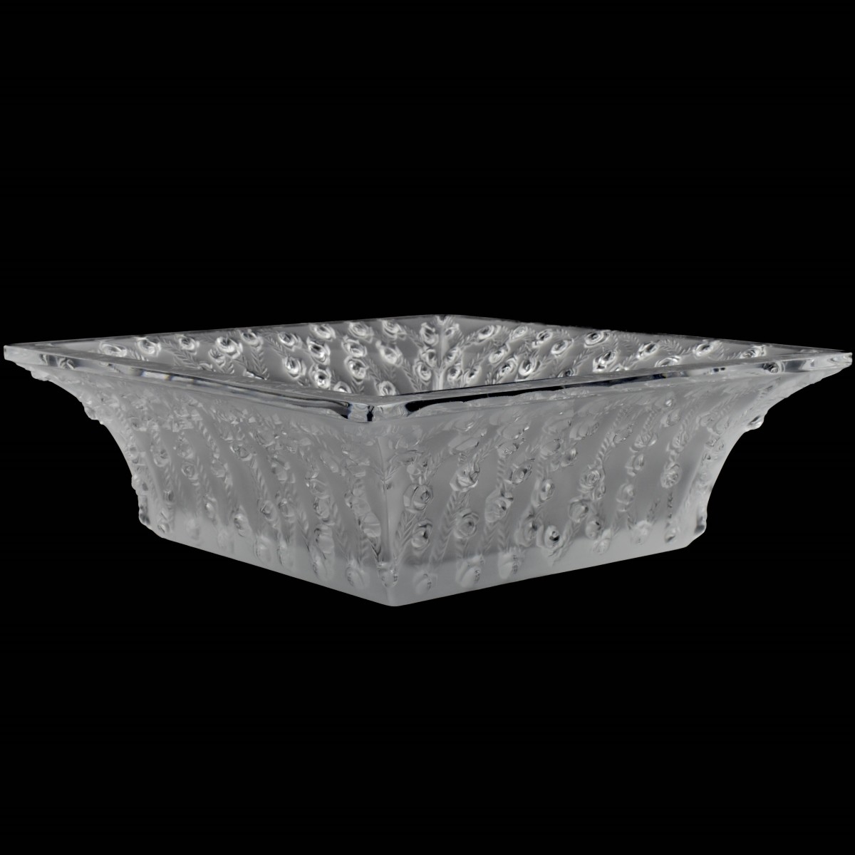 Lalique France "Roses" Square Bowl