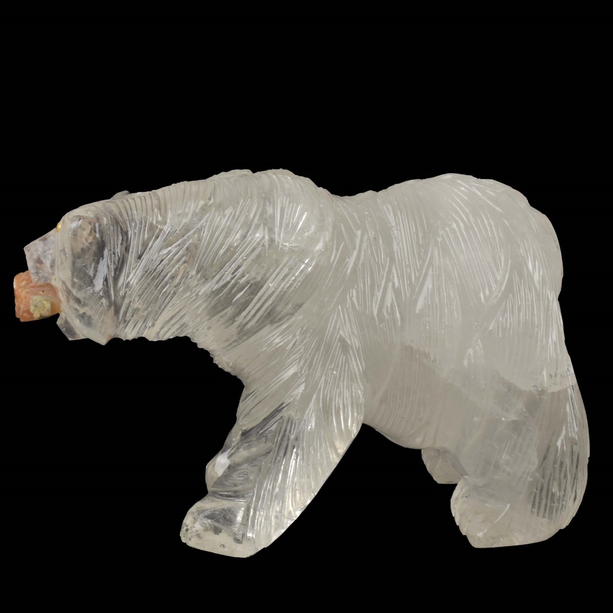Russian Carved Rock Crystal Bear