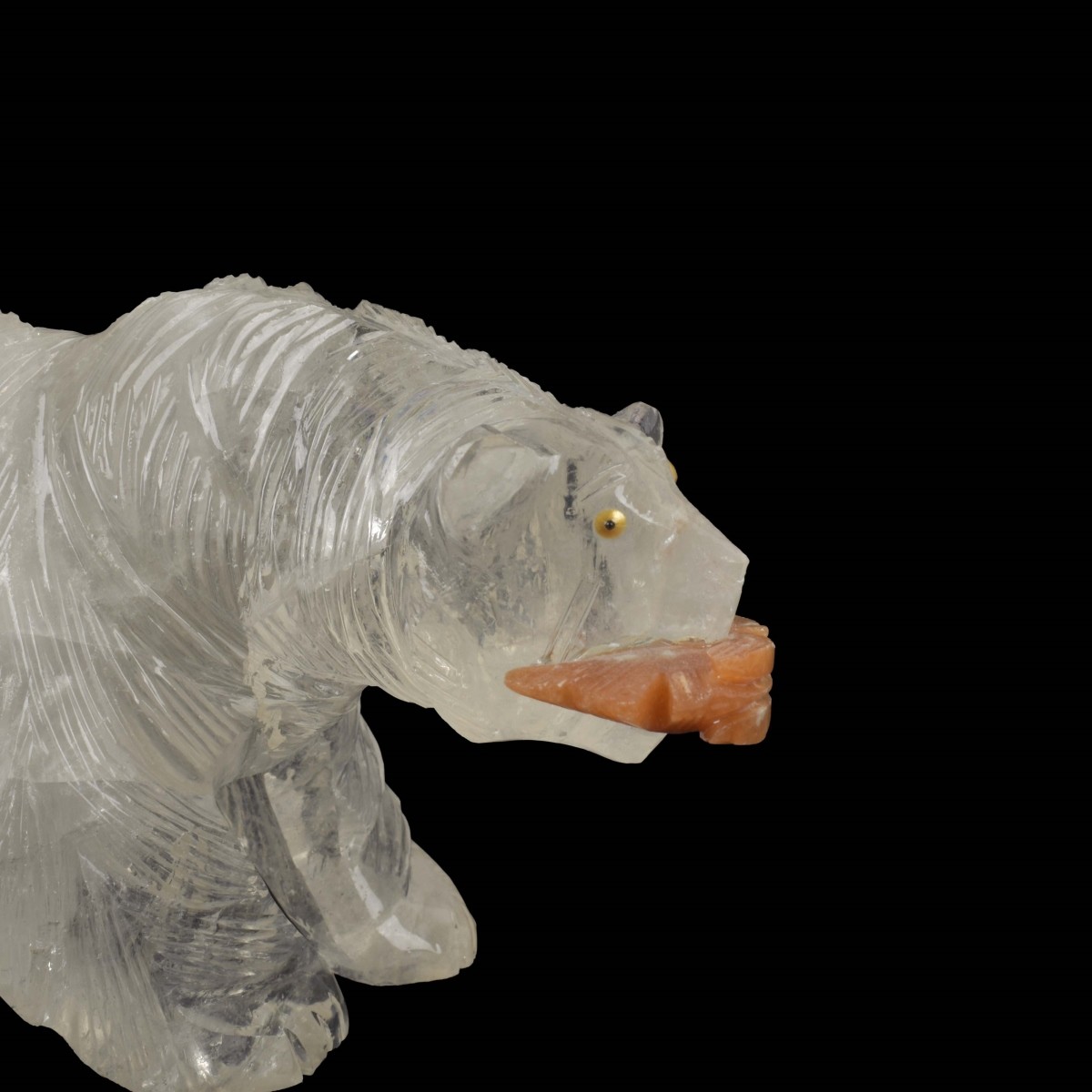 Russian Carved Rock Crystal Bear
