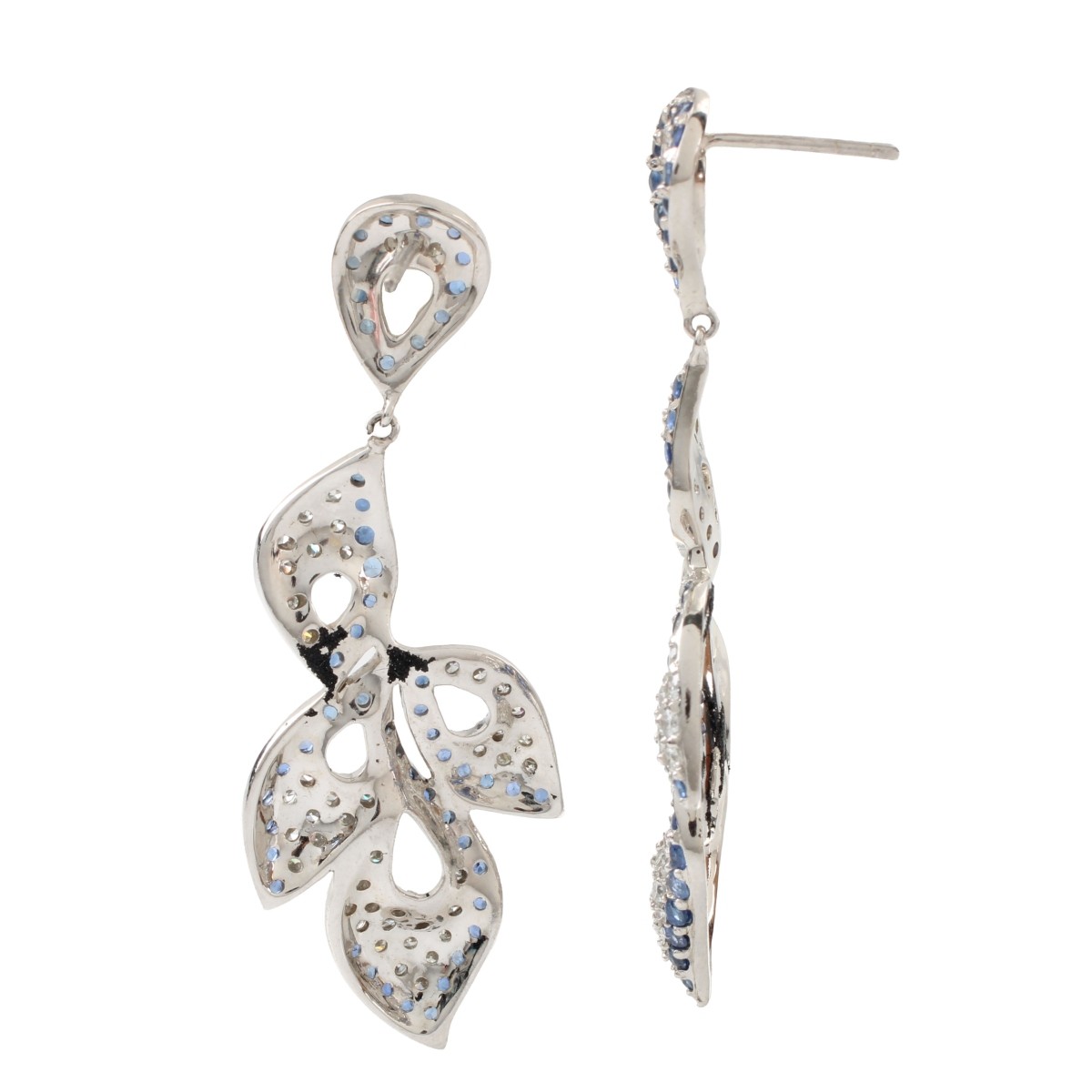 Diamond, Sapphire and 14K Earrings