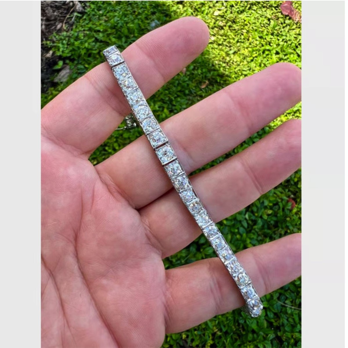 Deco Diamond and Platinum Bracelet