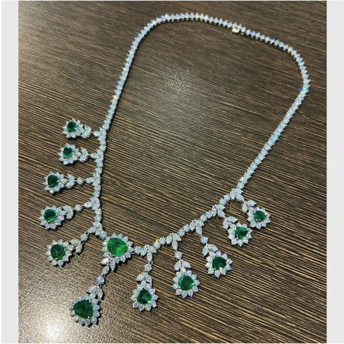 Emerald Diamond and 18K Necklace