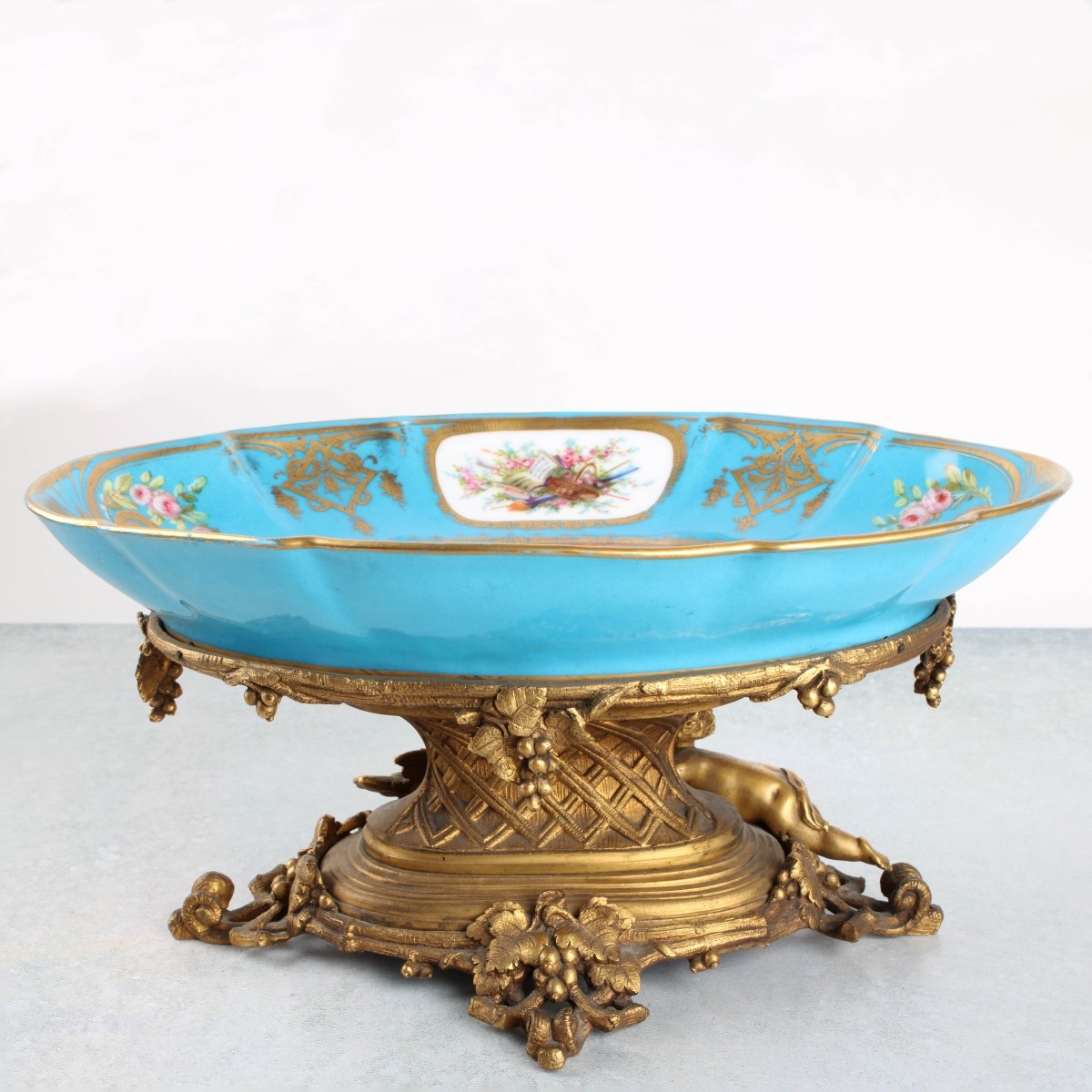 Antique Sevres Gilt Bronze Compote