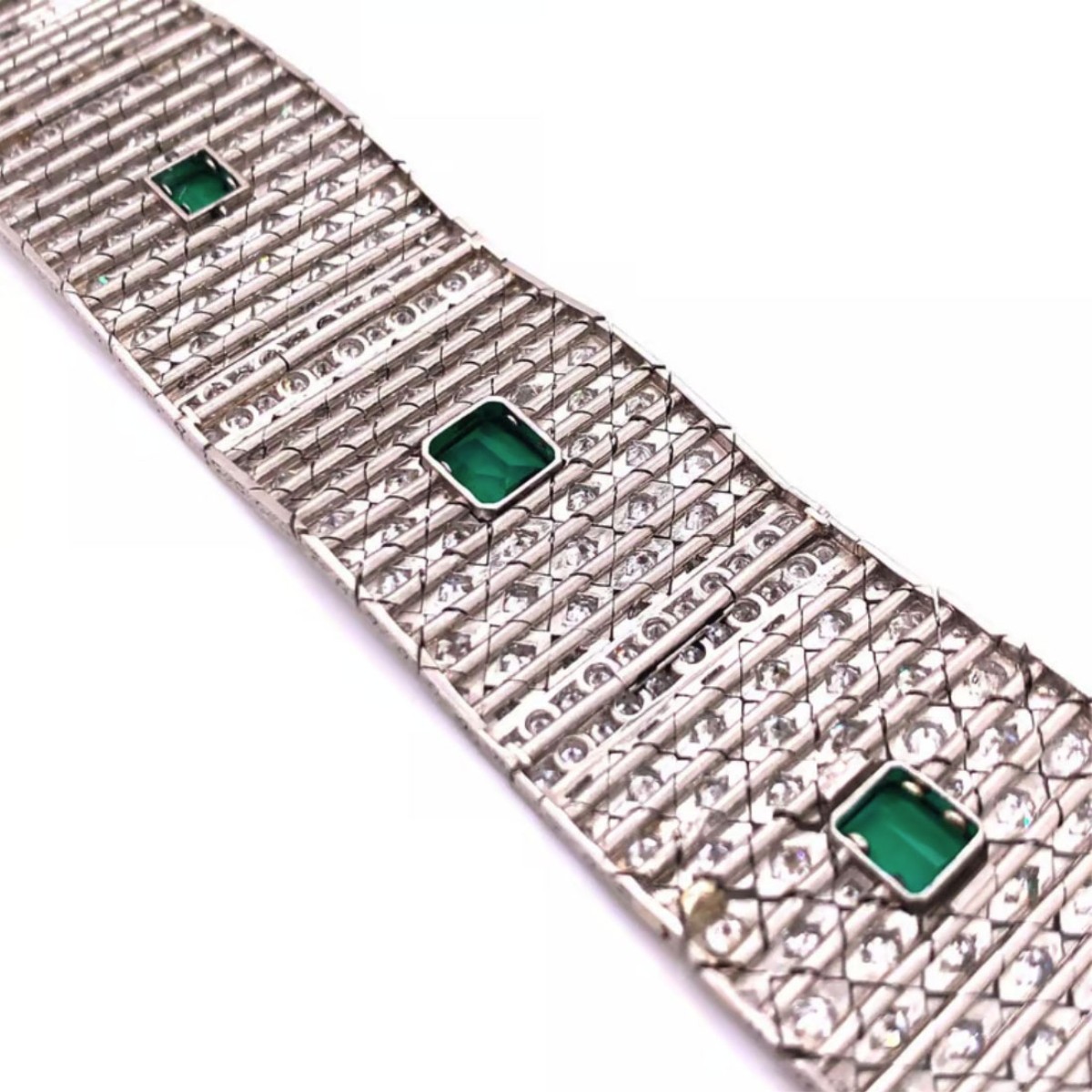 Diamond, Emerald and Plat. Bracelet