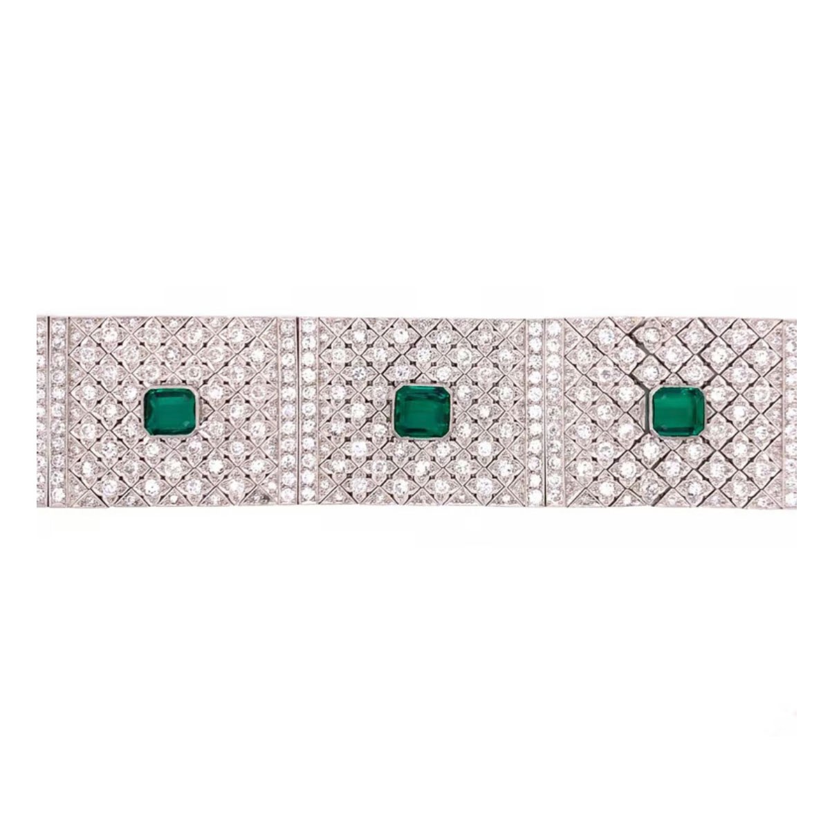 Diamond, Emerald and Plat. Bracelet