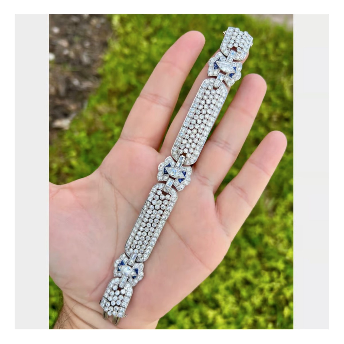 Deco Diamond Sapphire & Plat Bracelet