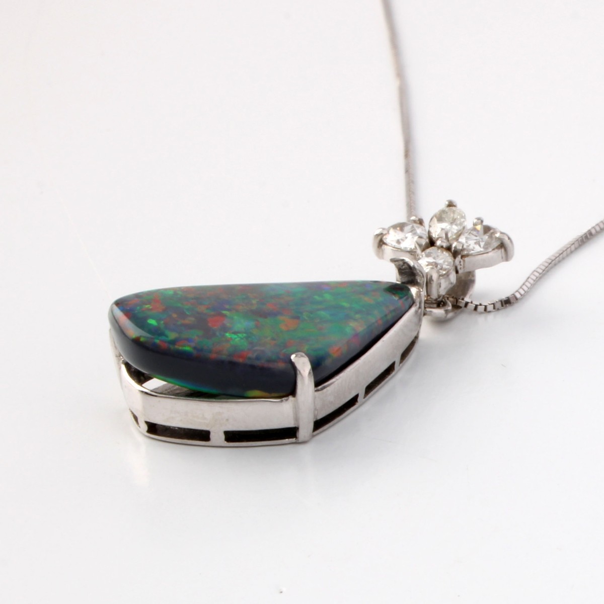 AGL Opal, Diamond and Plat Pendant