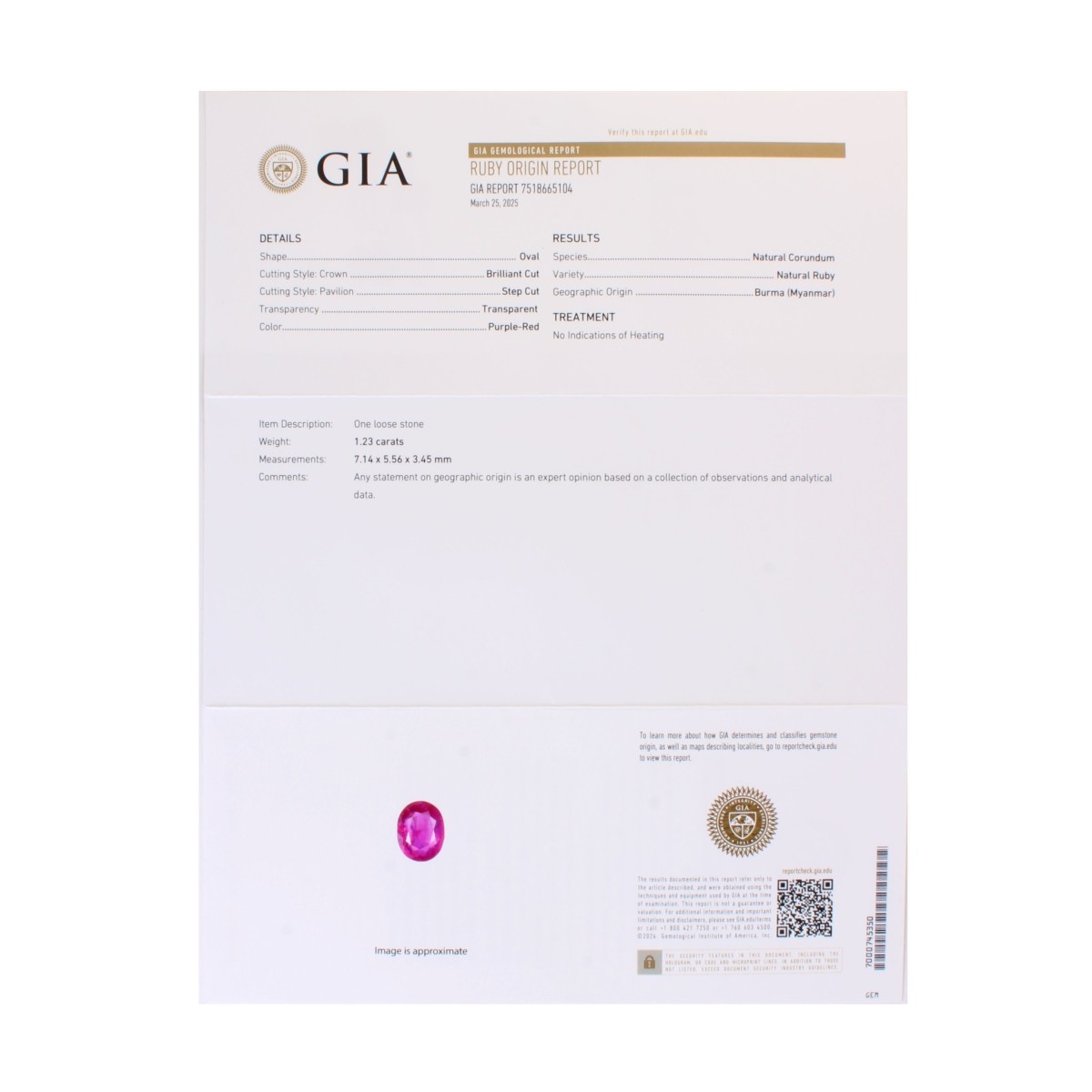 GIA Burma No-heat Ruby Ring