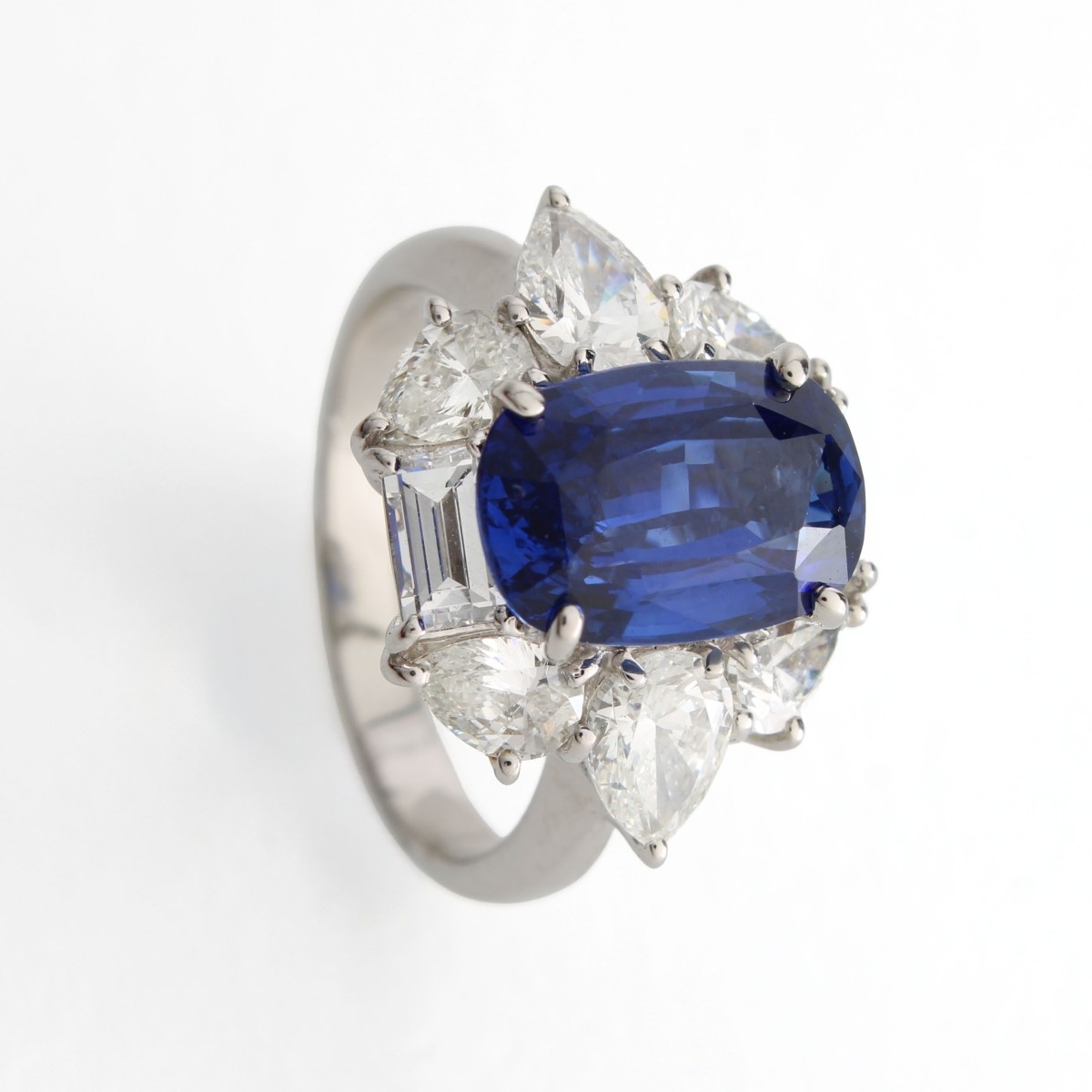 GRS Sapphire Diamond and Platinum Ring